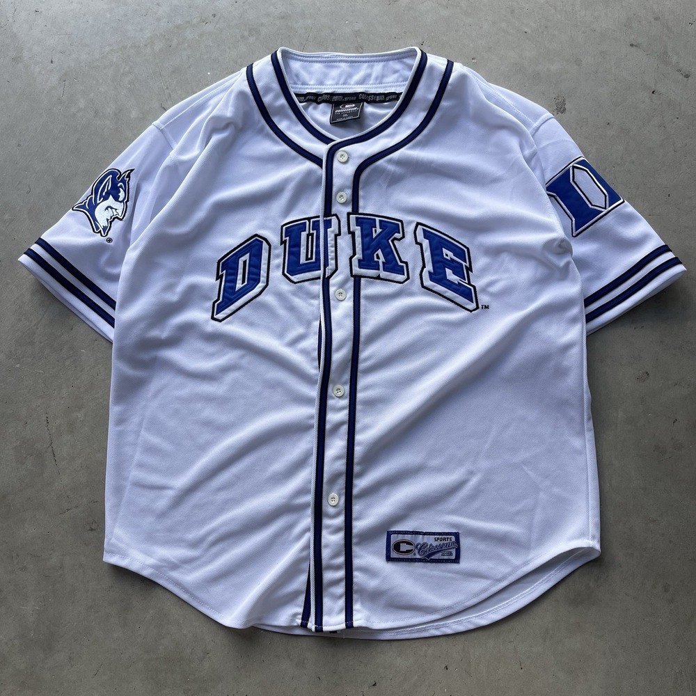 VTG Duke Blue Devils Colosseum Athletics White Baseball Jersey Men's XL